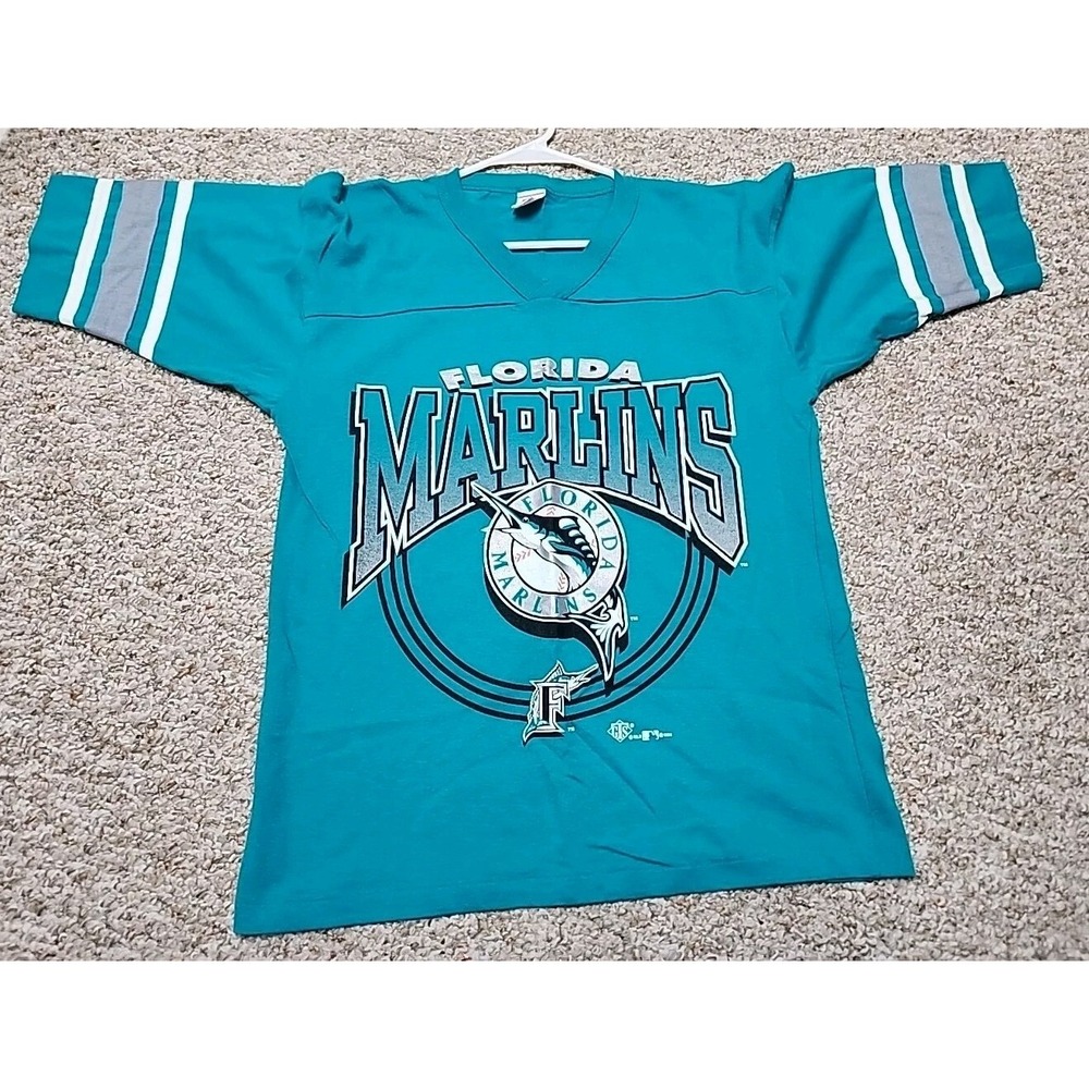 MLB Florida Marlins 1994 Vintage Graphic Teal T-Shirt Made‎ in USA Medium Rare